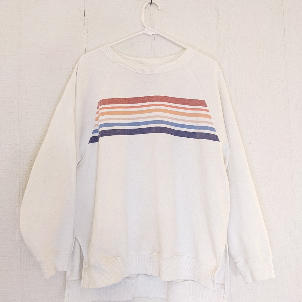 Oversized striped white sweatshirt